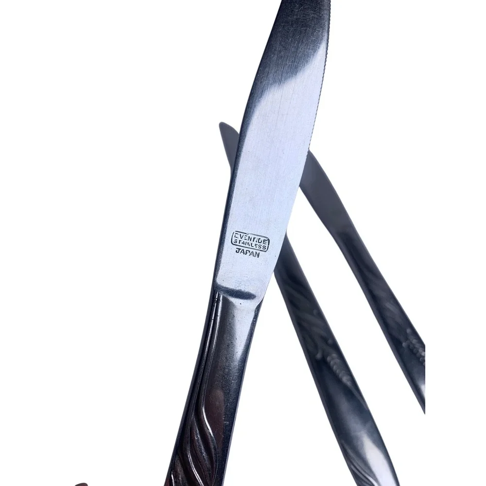 Eventide Japan Stainless Steel Steak Knives Set of 3 Wheat Pattern Serrated Edge